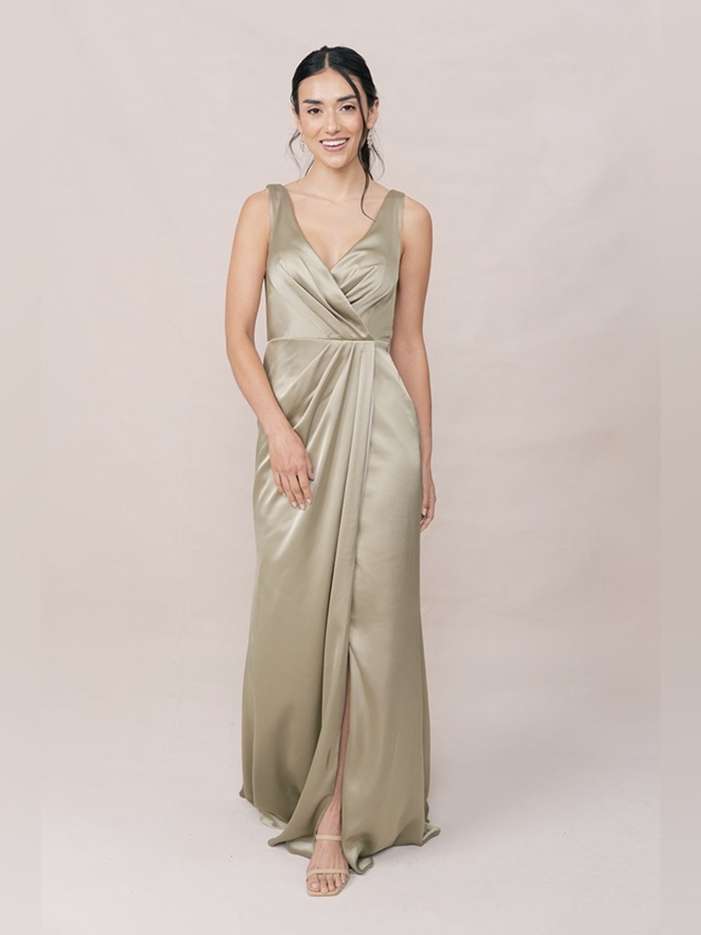 Revelry Blair Satin Maxi Dress in Silver Sage size 12